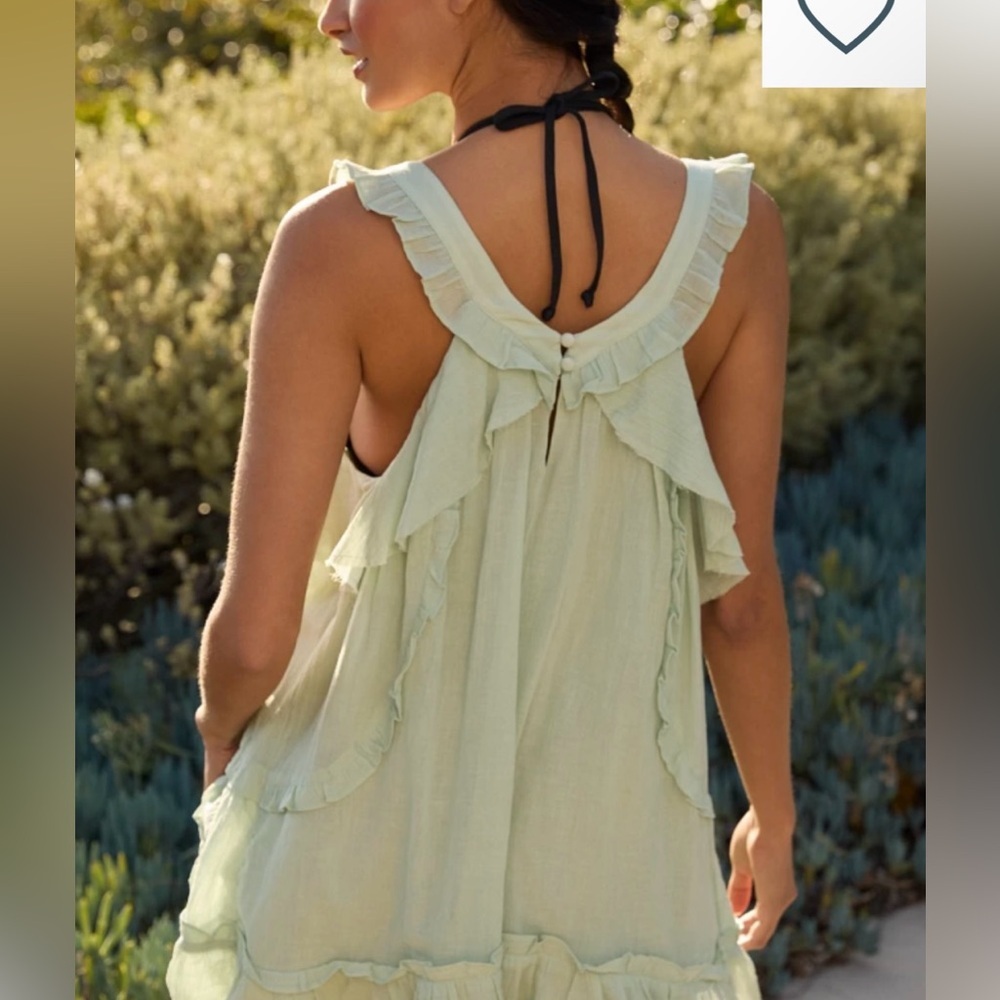 By Anthropologie Boho Ruffle Mini Dress M - Picture 2 of 5